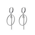 wholesale S925 Sterling Silver European and American Minimalist Twist Circle Tassel Ear Clasp Trendy Fashion Earrings-0-4