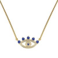 wholesale S925 Sterling Silver High-End INS Style Women's Creative Blue Eye Hand Design Light Luxury Evil Eye Necklace-Gold DY190765-SG-BA 925 silver