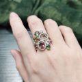 wholesale S925 Sterling Silver Original Design Colorful Bubble Gemstone Ring Natural Tourmaline Ring-0-3