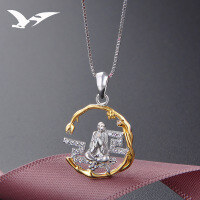 wholesale S925 Silver Vintage-inspired Rhinestone Pendant Necklace, Korean and Japanese Style Cross-border Circular Choker for Women-Single Pendant - Without Chain 925 Silver