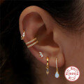 wholesale S925 Sterling Silver Crown Rhinestone Flat Thread Cartilage Ear Stud, a popular European piercing earring-0-1