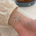 wholesale S925 Sterling Silver Minimalist Bow Bracelet for Women, Korean Summer Style Versatile High-End Sense Accessory-0-2