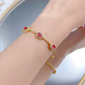 wholesale S925 Silver New Year Red Gem Ribbon Tourmaline Elastic Bracelet Court Style Lucky Design-0-3