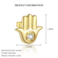 wholesale S925 Sterling Silver Wholesale Women's Earrings,-E5058-Gold/Pair 925 Silver