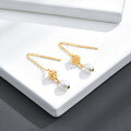 wholesale 14k Gold Plated S925 Sterling Silver Pearl Ear Thread Wholesale Jewelry Source Factory Exquisite Earrings-0-1