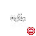 wholesale 925 Sterling Silver Bow Triangle Diamond Flat Head Ear Bone Piercing Stud Earrings-0-8
