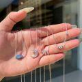 wholesale S925 Sterling Silver INS Style High-End Women's Necklace with Fashionable Blue Eye, Hand, Moon, Star, and Geometric Pendants-0-3