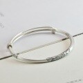 wholesale 999 Silver Ancient Method Chiseled Lotus Push-Pull Bracelet for Women, Retro Solid Pure Silver Literary Student Youthful Style Bangle-0-2