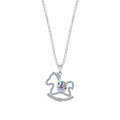 Sterling Silver Summer Fairy Tale Pony Necklace with Moissanite Pendant-0-4
