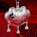 wholesale 999 Silver Auspicious Blessing Fu Child Infant Baby Pure Silver Peace Buckle Longevity Lock Pendant Silver Jewelry-0-3