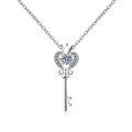wholesale S925 Sterling Silver Fashionable Movable Love Crown Key Necklace for Women, Minimalist Designer Collarbone Chain Accessory-0-4
