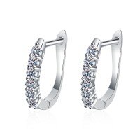 Sterling Silver Platinum-Plated High-End Precision Pavé Stud Earrings for Women, Hypoallergenic.-A pair of earrings  925 silver