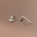 wholesale S925 silver hollow crown inlaid diamond ear studs, simple Korean style small and delicate elegant summer earrings M01086-0-3