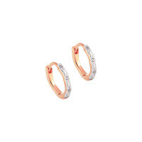 wholesale S925 sterling silver geometric circular two-tone ear clips for women with textured feel,ins-Rose gold + silver [11mm]  925 silver