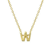 wholesale Metal 925 Silver Plain 26 Letters Pendant Necklace, Ins Luxury Hot-selling Choker-Gold-W 925 Silver