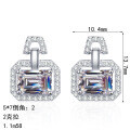 S925 Sterling Silver Moissanite Rectangular Earrings for Women, Elegant and Versatile-0-3