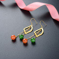 wholesale S925 Sterling Silver New Chinese Style National Trend Colored Gemstone Ear Threads Long Tassel Earrings Retro Fashion Earrings-0-1