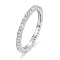 Sterling Silver Full Pave Moissanite Ring, Women's Minimalist Ins Style Stackable Tail Ring-0-3