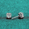 wholesale S925 Sterling Silver Classic Four-Prong Stud Earrings with Moissanite (01/03/05/1/2/3 Carat) for Men and Women-0-29