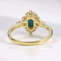 wholesale S925 sterling silver mid-century high-version ring with gold-plated synthetic turquoise gemstone, colorfast-0-2