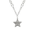 wholesale S925 sterling silver 009 Korean version ins niche design vintage distressed five-point star star chain textured necklace for women-0-5