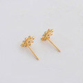 wholesale S925 silver plated with 14k gold, Japanese-style white zircon stud earrings from-0-1