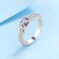 wholesale PT950 Gold Plated 925 Silver Women's Alien Engagement Ring Wholesale Moissanite Ring Radiant Emerald Cut-0-1