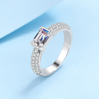 wholesale PT950 Gold Plated 925 Silver Women's Alien Engagement Ring Wholesale Moissanite Ring Radiant Emerald Cut-1 carat (Radiant Cut)  15