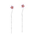 wholesale 925 Silver Gold-Plated New Korean Style Ethereal Violet Gradient Enamel Flower Earrings Wholesale-0-5