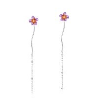 wholesale 925 Silver Gold-Plated New Korean Style Ethereal Violet Gradient Enamel Flower Earrings Wholesale-Thick Silver Platinum 925 Silver