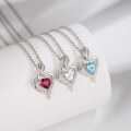 wholesale S925 Sterling Silver Light Luxury Women's Rose Flower Heart-shaped Zircon Pendant Necklace, Cross-border Amazon Best Seller-0-0