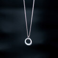 wholesale S925 Sterling Silver Circular Pendant Necklace Minimalist Geometric Circle Necklace Sweet Niche Design Collarbone Chain D9688-0-4