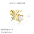wholesale S925 Sterling Silver Opal Zircon Star Moon Round Ear Studs for Women, Wholesale-0-16