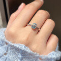 wholesale S925 Sterling Silver Meteorite Sea Blue Zircon Ring, Exquisite, Unique, Lucky, Elegant, Gentle, Versatile, and Light Luxury-0-1