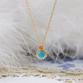 wholesale 14K Gold Plated S925 Silver Geometric Circular Turquoise Necklace, Minimalist Niche Retro Style-0-1