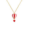 wholesale S925 Sterling Silver Red Heart-shaped Hot Air Balloon Necklace, Fashionable Korean-style Design, Versatile and Personalized Collarbone Chain-0-4