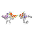 wholesale S925 Sterling Silver Colored Zircon Butterfly Earrings for Women, Small Batch Design, Direct Factory Wholesale-0-6