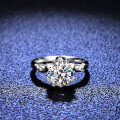 Silver Moissanite Ring Six-Prong Flash Diamond-0-1