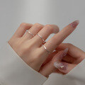 wholesale S925 Sterling Silver Irregular Wave Line Geometric Minimalist Small Ring R00293-0-1