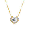 14K Gold Plated 925 Silver Moissanite Pendant Necklace for Women-0-3