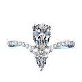 S925 Silver Crown Angel's Kiss Moissanite Pear-Cut Zircon Ring-0-3