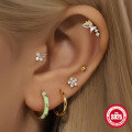 wholesale S925 Silver Diamond-Studded 16G Flat Threaded Cartilage Ear Piercing-0-1