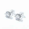 wholesale S925 sterling silver new Korean and Japanese minimalist geometric white zircon earrings fashionable trendy wholesale from manufacturers-0-4
