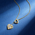 925 Silver Y-Tassel Pendant Necklace with Sparkling Moissanite Heart-0-2