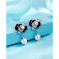 wholesale Sterling Silver Camellia Pearl Earrings Women New Design Light Luxury High-End Floral Ear Studs Small Niche Collection-0-2
