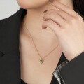 wholesale S925 Sterling Silver with Emerald Heart Necklace, Retro Elegant and Unique Ins-style Minimalist Luxury Collarbone Chain-0-3