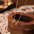 wholesale S925 Sterling Silver Fashionable and Lightly Luxurious Openwork Bow Necklace for Women, Small and Unique Design, Versatile Collarbone Chain, Ins-style Jewelry-0-6
