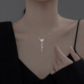 wholesale S925 silver butterfly tassel necklace for women with white mother-of-pearl-0-2