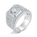 wholesale S925 silver 5-carat gemstone full diamond men's ring, precision craftsmanship, moissanite zircon-0-0