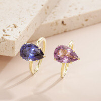 wholesale S925 Sterling Silver and Gold Plated Ring with Cultivated Royal Blue Sapphire and 36ct Amethyst Wholesale Jewelry-Natural Amethyst Ring  US Size 7 (Domestic Size 15)